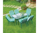 Set mobilier gradina, masa si 6 scaune, blat sticla