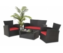 Set mobilier gradina MAISON MEX Lima, 4 piese, negru-rosu