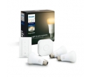 Pachet 3 becuri inteligente LED Philips HUE, Bluetooth/Wireless, E27, 9W, 806 lm, ambianta alba + Br