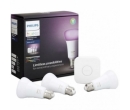 Pachet 3 becuri inteligente LED RGBW Philips Hue, Bluetooth/ZigBee, E27, 9W, 806 lm, lumina alba/col